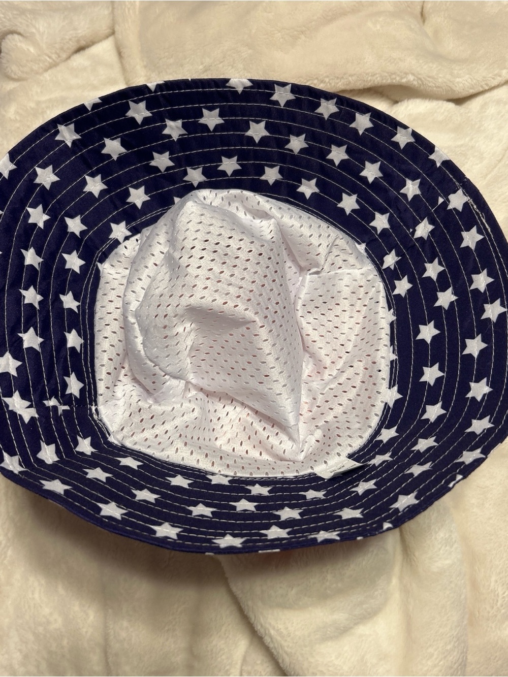Navy Star Print Bucket Hat - White Stars